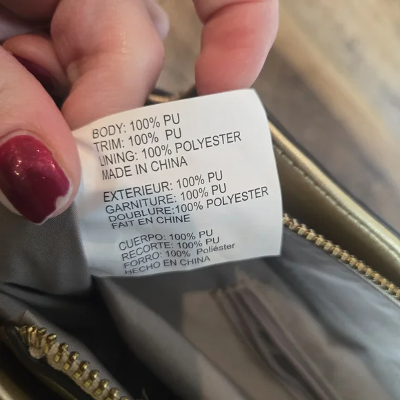 Anne Klein Metallic Cork & Gold Satchel Handbag - Chic Structured Tote - Picture 7 of 7